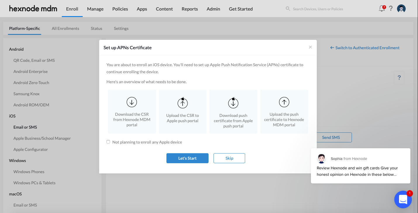 Set up APNs certificate