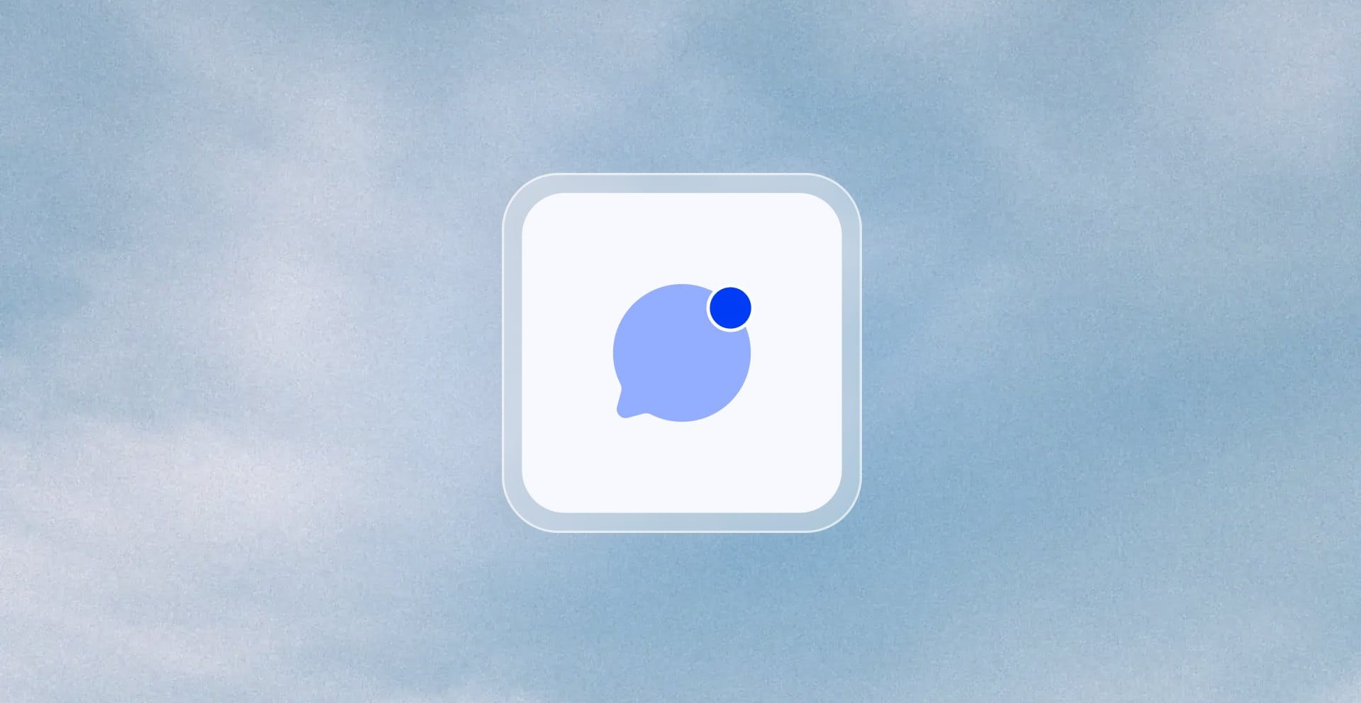 A light blue circular speech bubble icon with a smaller dark blue notification dot in the top right corner.
