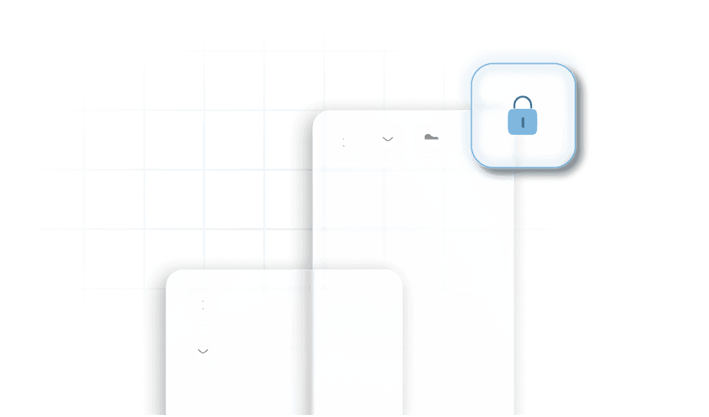 Image showing a tablet screen with a lock icon and restricted apps, symbolizing kiosk lockdown for single or multi-app use and web-based security.