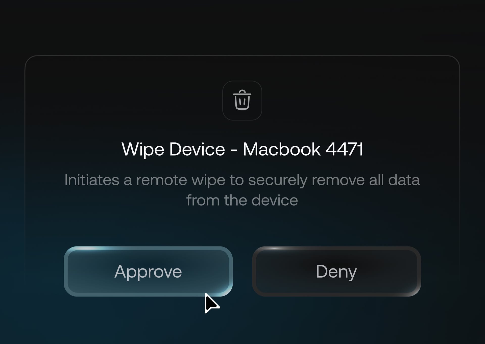 Hexnode Synapse requesting human approval before executing a high-risk IT action.