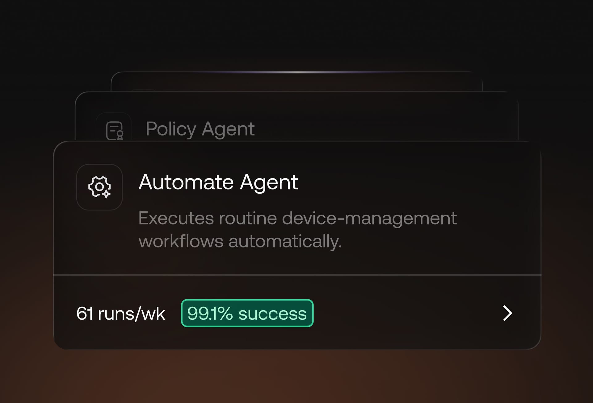 Hexnode Synapse dashboard displaying agent activity, action status, and centralized audit records.