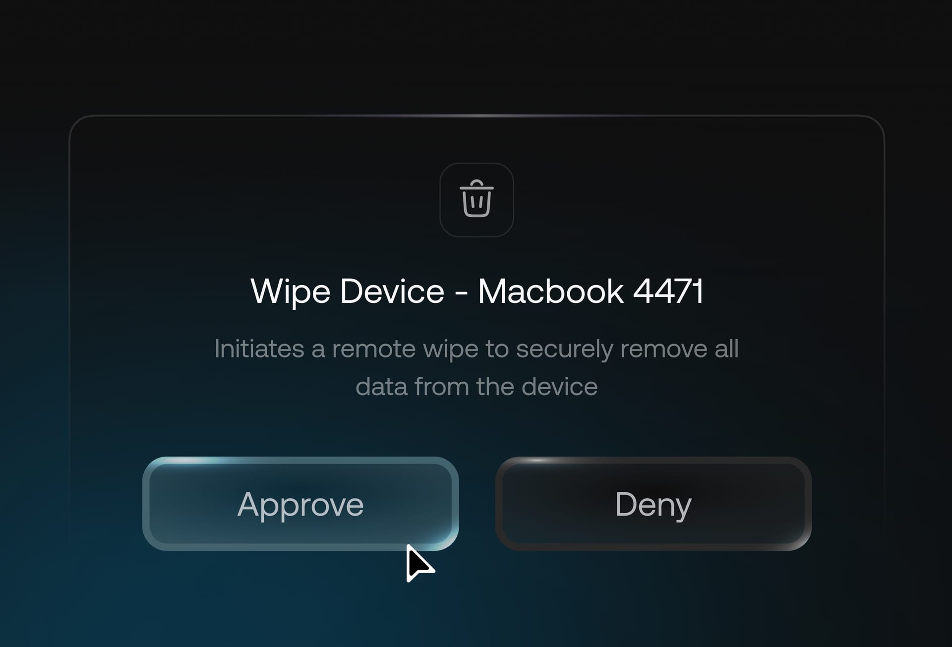 Hexnode Synapse requesting human approval before executing a high-risk IT action.