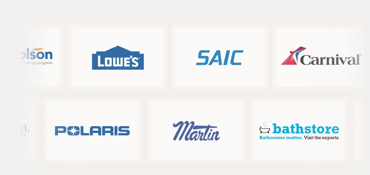 Logos of global organizations like Lowe's, SAIC, and Carnival that trust Hexnode for endpoint security and MDM solutions.