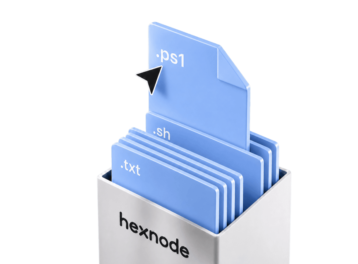 Hexnode’s Global Repository for organizing, standardizing, and accessing pre-approved scripts across platforms.