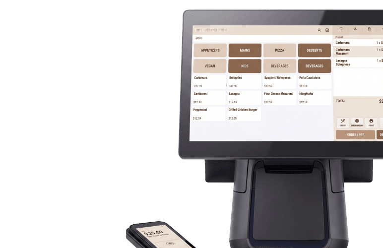 Android POS terminal locked into secure kiosk mode to run only approved apps via Hexnode Android MDM.