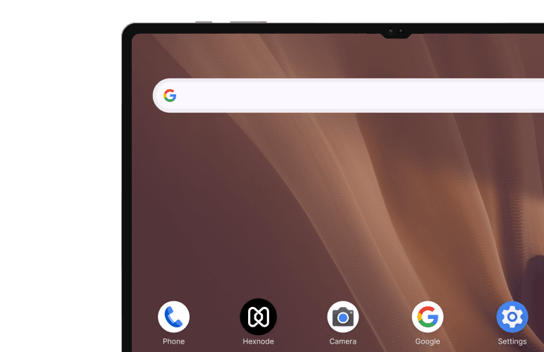 Android tablet locked down for customer-facing use and deployed at scale with Hexnode Android MDM solution.