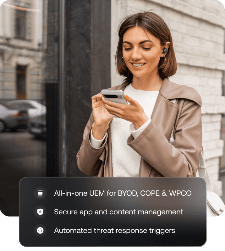 Android smartphone enterprise MDM solutions and corporate mobile device management BYOD security tools.