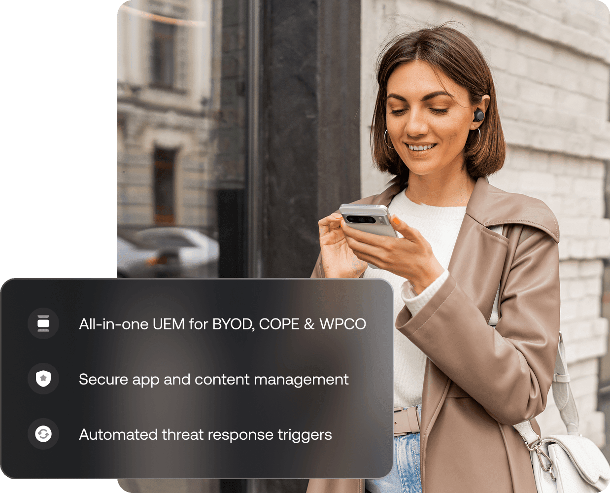Android smartphone enterprise MDM solutions and corporate mobile device management BYOD security tools.