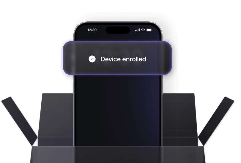 Illustration of zero-touch Apple device enrollment using Hexnode UEM, enabling effortless onboarding through automated workflows.
