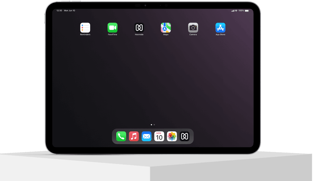Hexnode Apple MDM managing iPad with Hexnode UEM app deployed via iPadOS device management