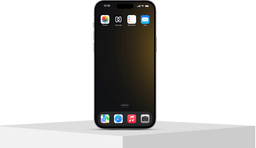 Hexnode Apple MDM managing iPhone with Hexnode UEM app deployed via iOS mobile device management