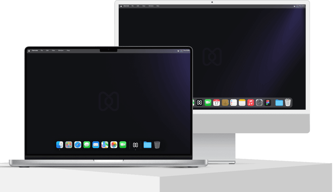 Hexnode Apple MDM managing MacBook and iMac with Hexnode UEM app installed across macOS devices