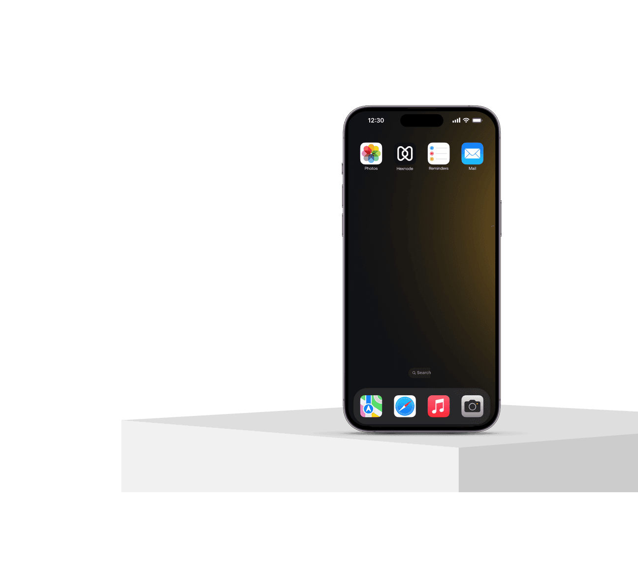 Hexnode Apple MDM managing iPhone with Hexnode UEM app deployed via iOS mobile device management