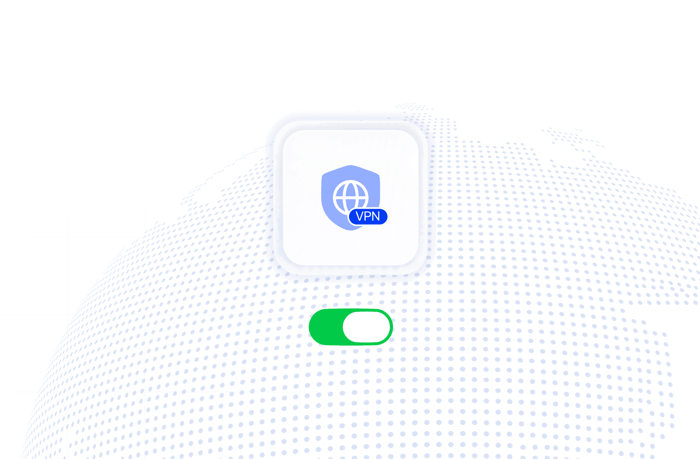 A UI graphic showing a toggle switch enabling an always-on VPN profile connection.