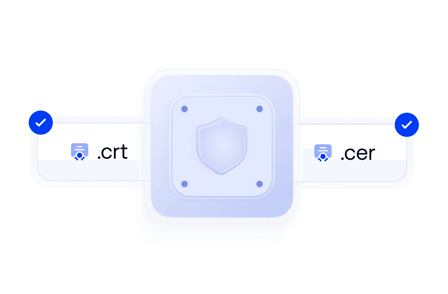 A UI panel highlighting system support for standard .cer and .crt certificate file extensions.