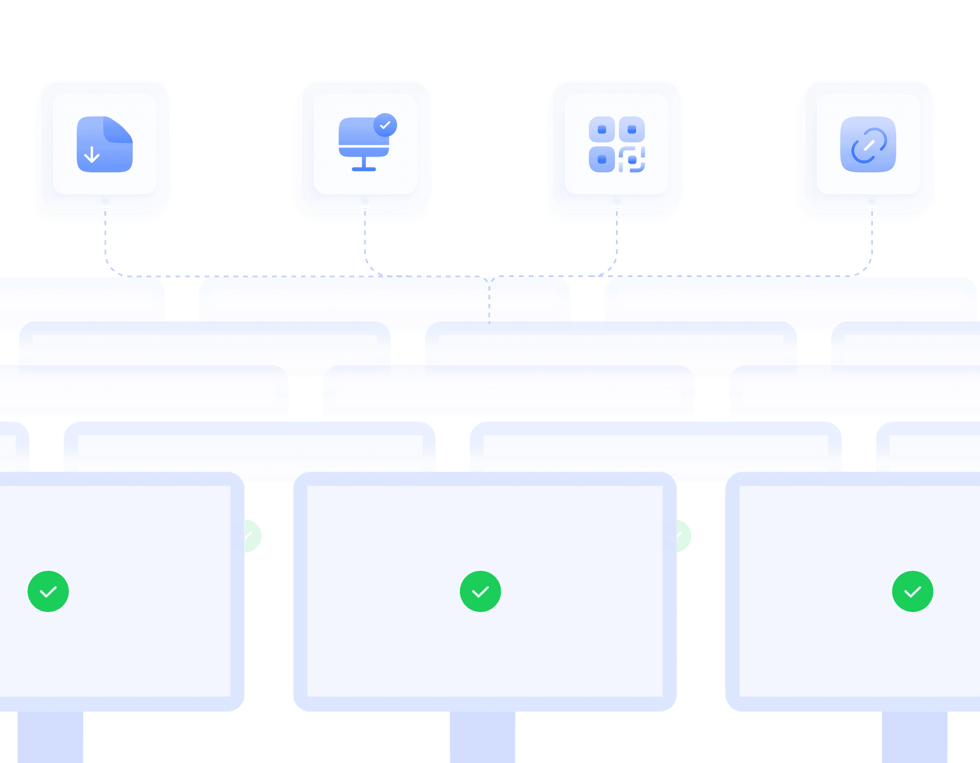 Hexnode UEM visual of bulk device enrollment provisioning entire fleets with zero-touch and QR-based methods.