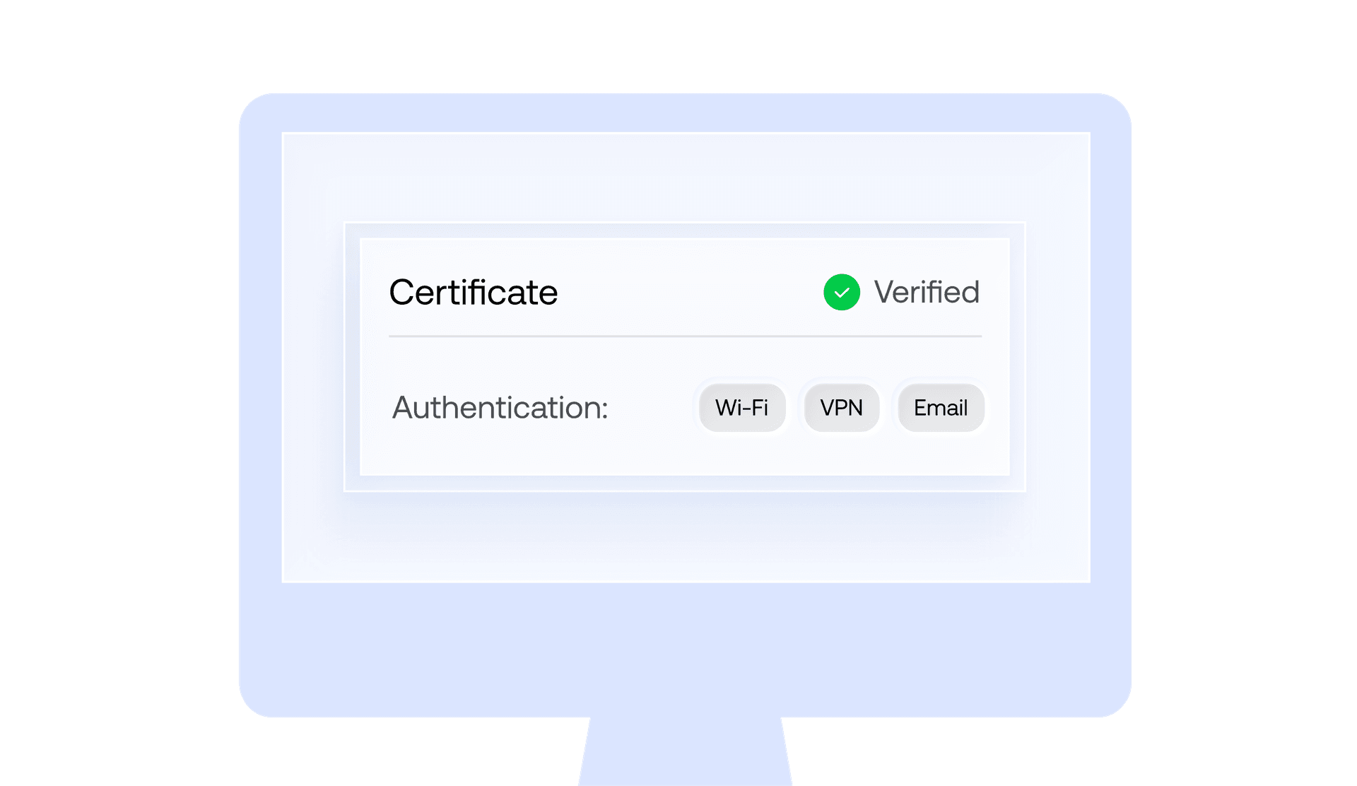 Digital certificates delivered over the air for Wi-Fi, VPN, and email authentication via Hexnode provisioning.