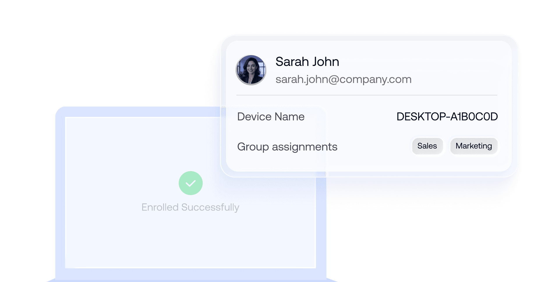 Device names, tags, and group assignments applied automatically after enrollment in Hexnode UEM.