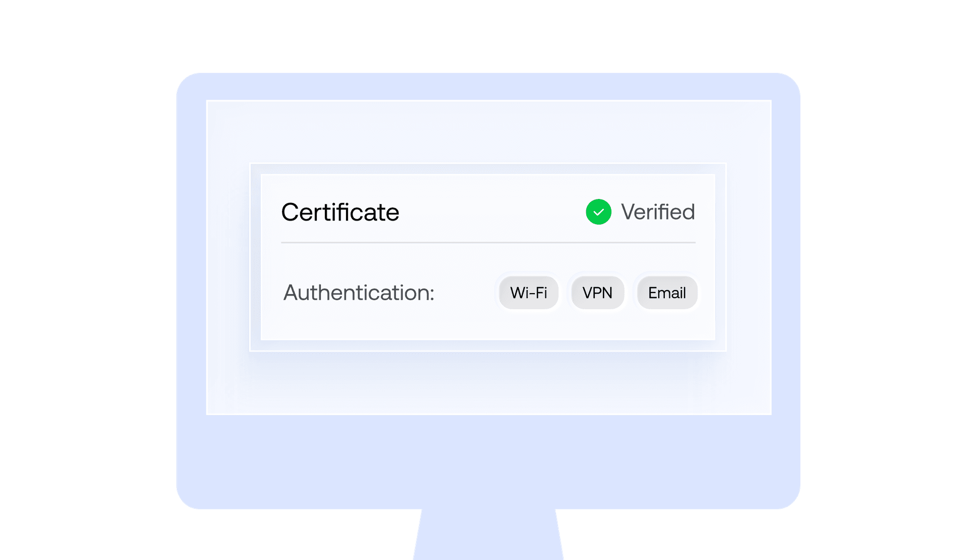 Digital certificates delivered over the air for Wi-Fi, VPN, and email authentication via Hexnode provisioning.
