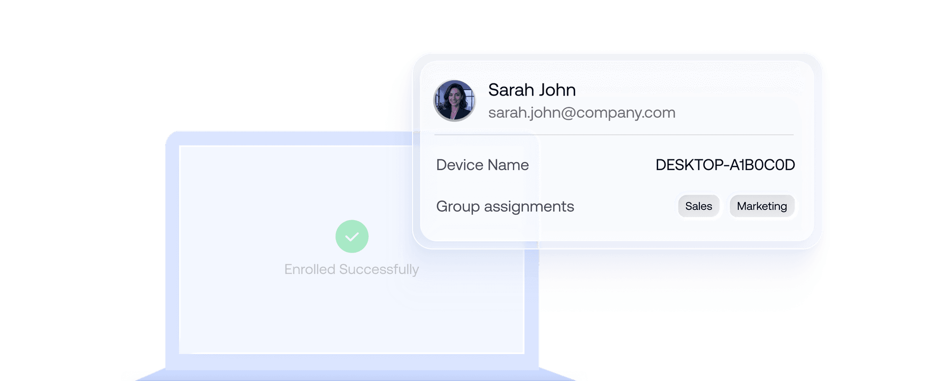 Device names, tags, and group assignments applied automatically after enrollment in Hexnode UEM.