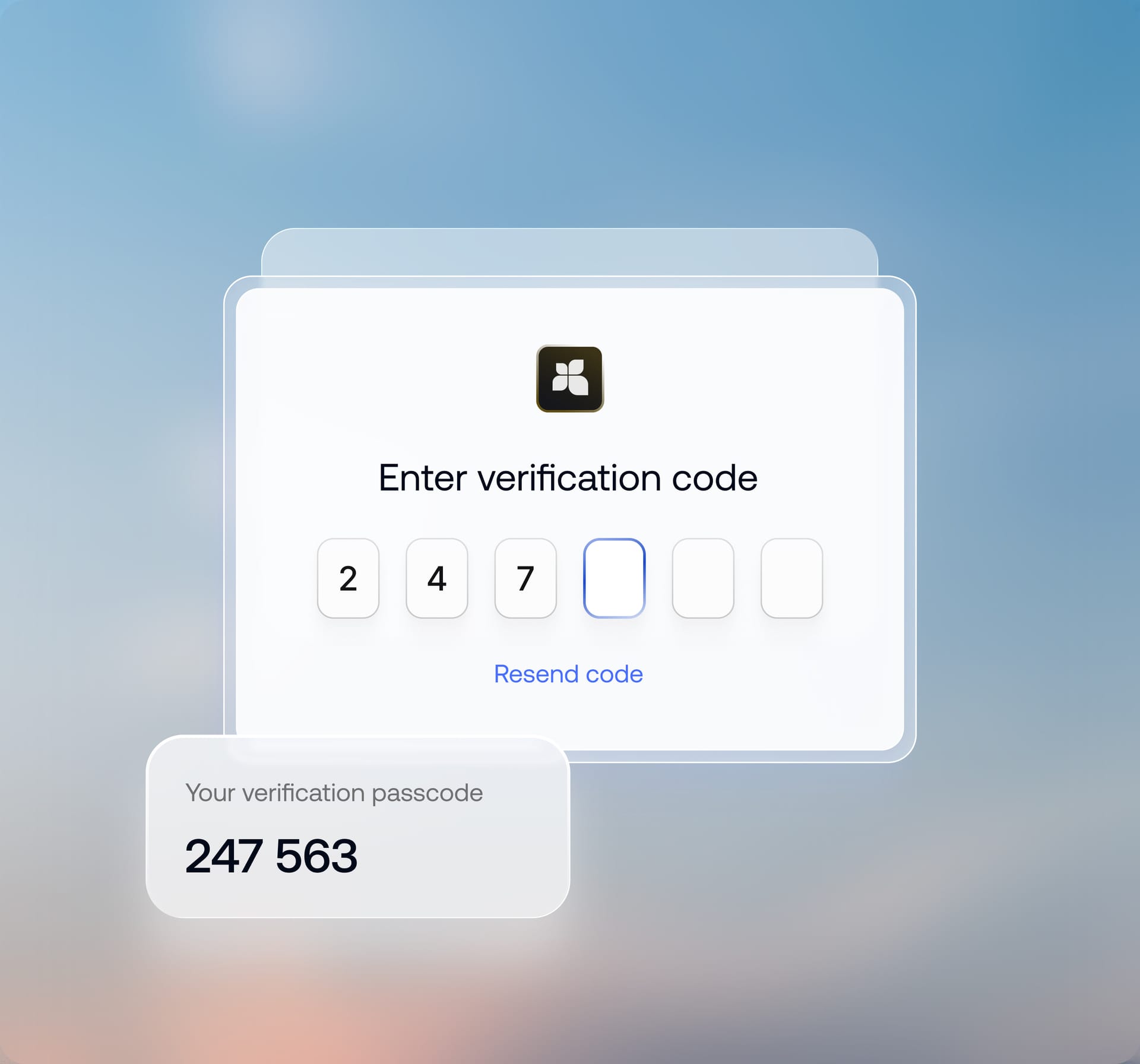 Multi-factor authentication screen with verification code, showing secure user provisioning with Hexnode UEM.