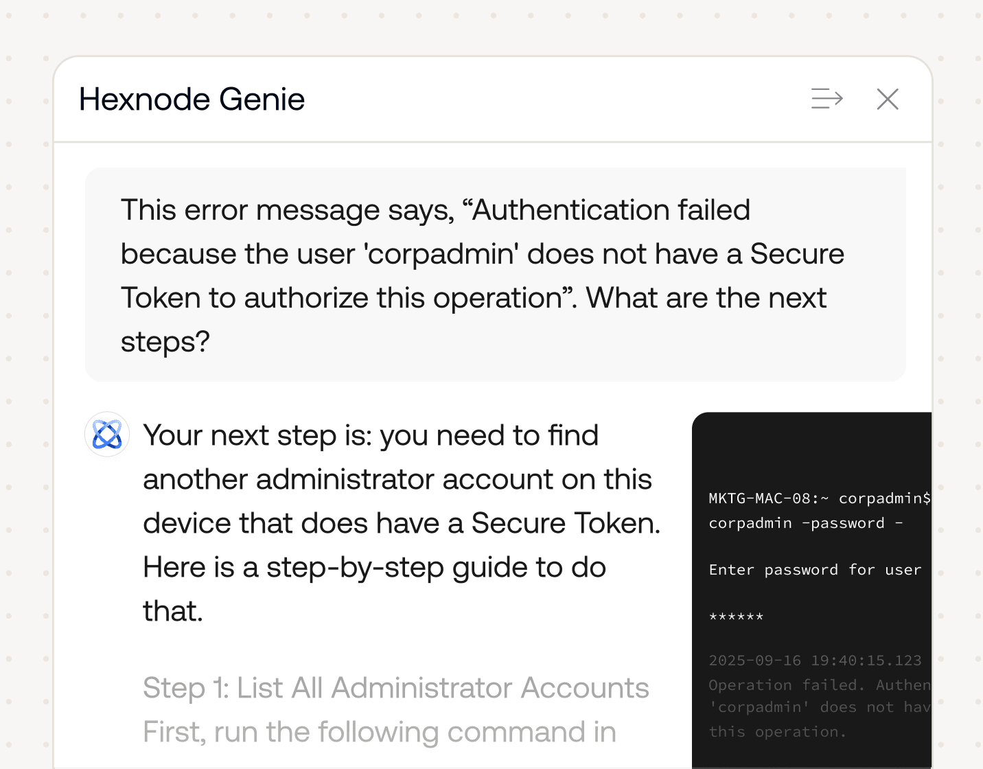A video showing how you can find the root cause and troubleshoot the errors using Genie you encounter while managing devices.