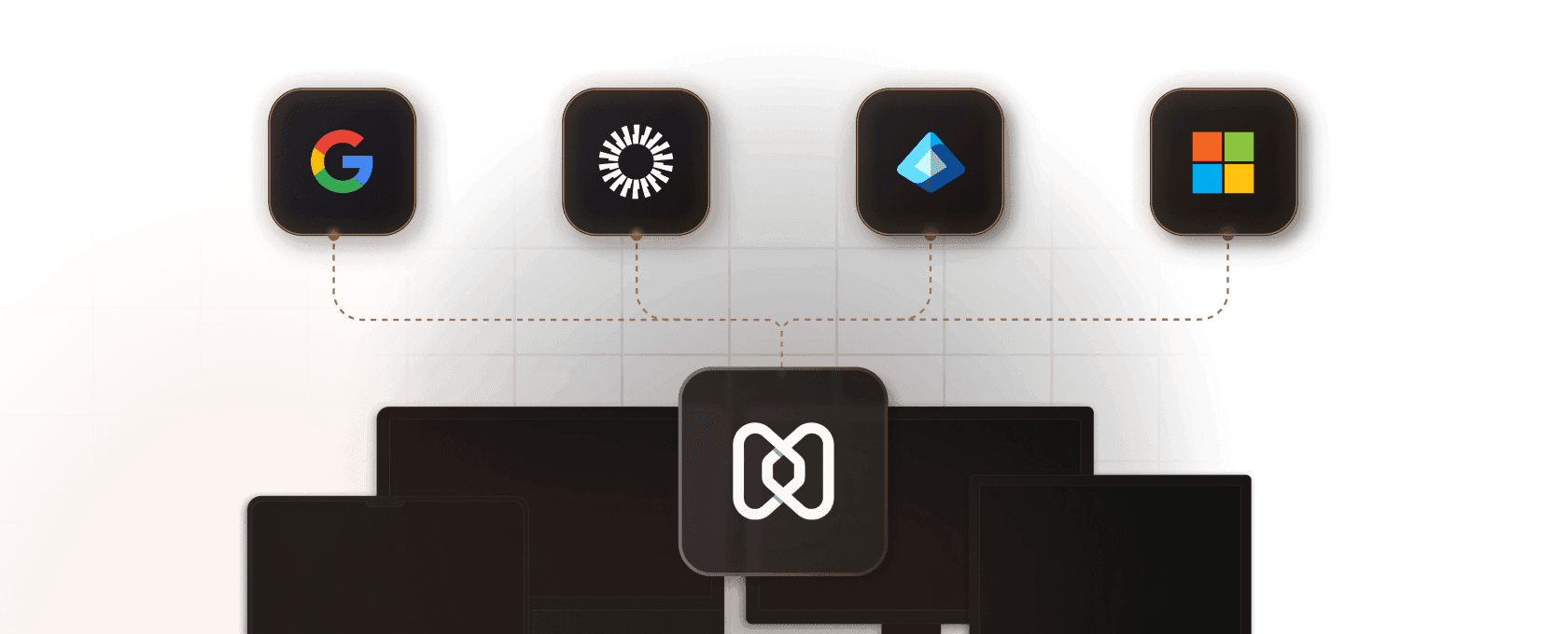 Identity provider logos connected to Hexnode Access