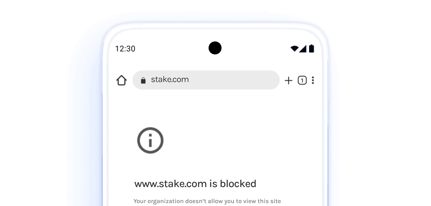 Web filtering blocking unsafe sites while allowing secure banking portal access with Hexnode UEM.