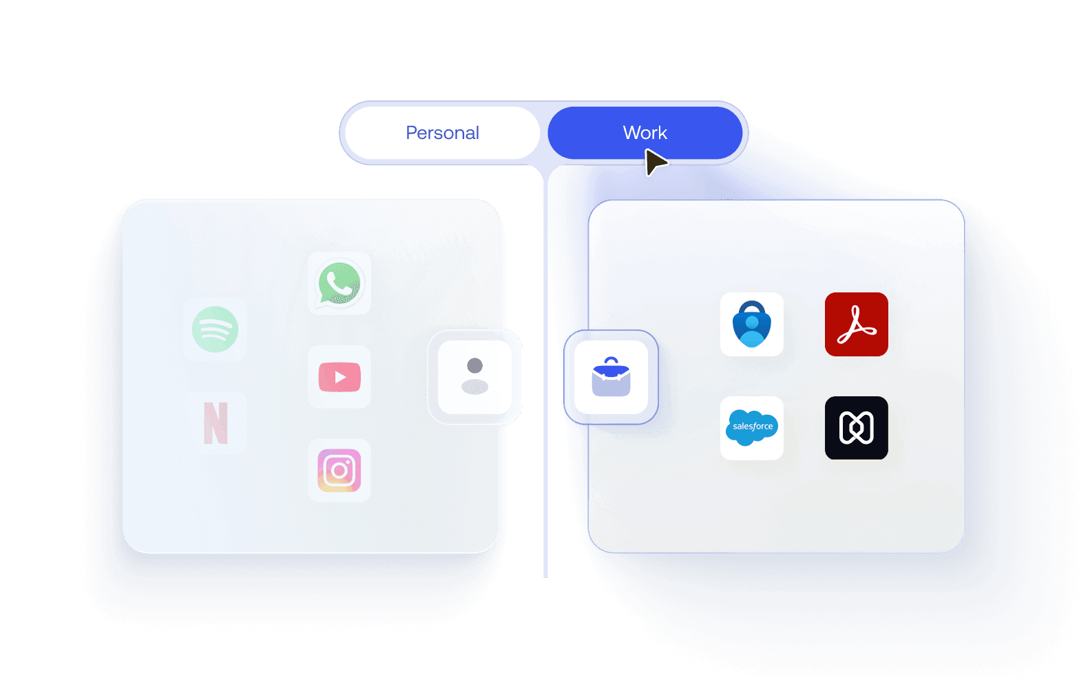 Personal device with an isolated work container protecting corporate banking data through Hexnode UEM.