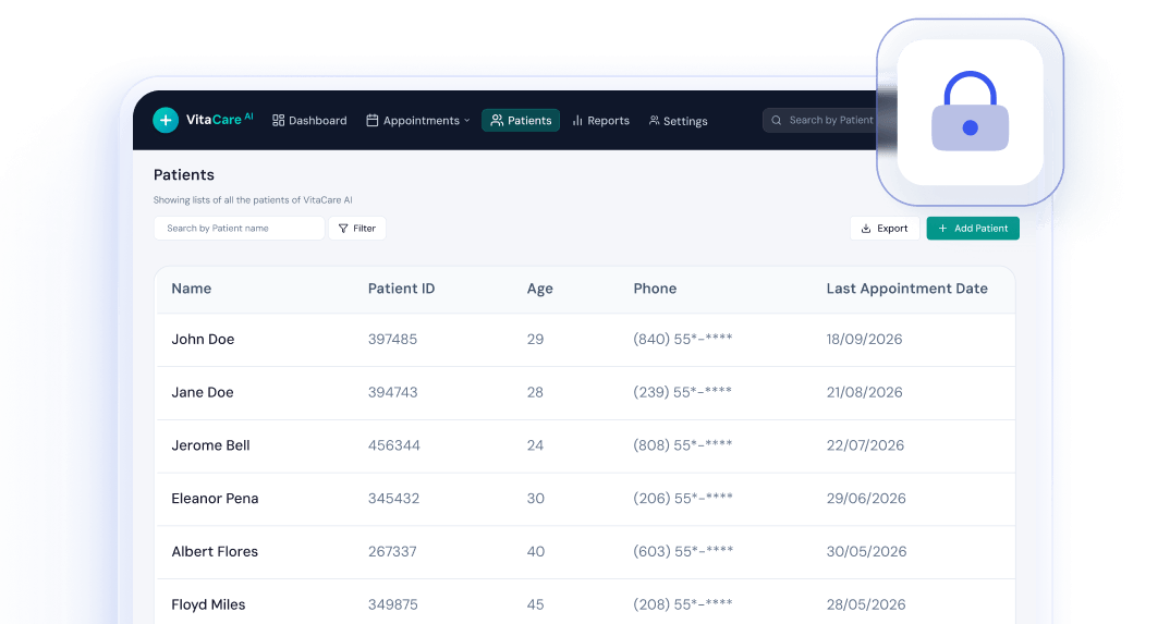 Patient management tablet locked in kiosk mode for essential clinical applications with Hexnode UEM.