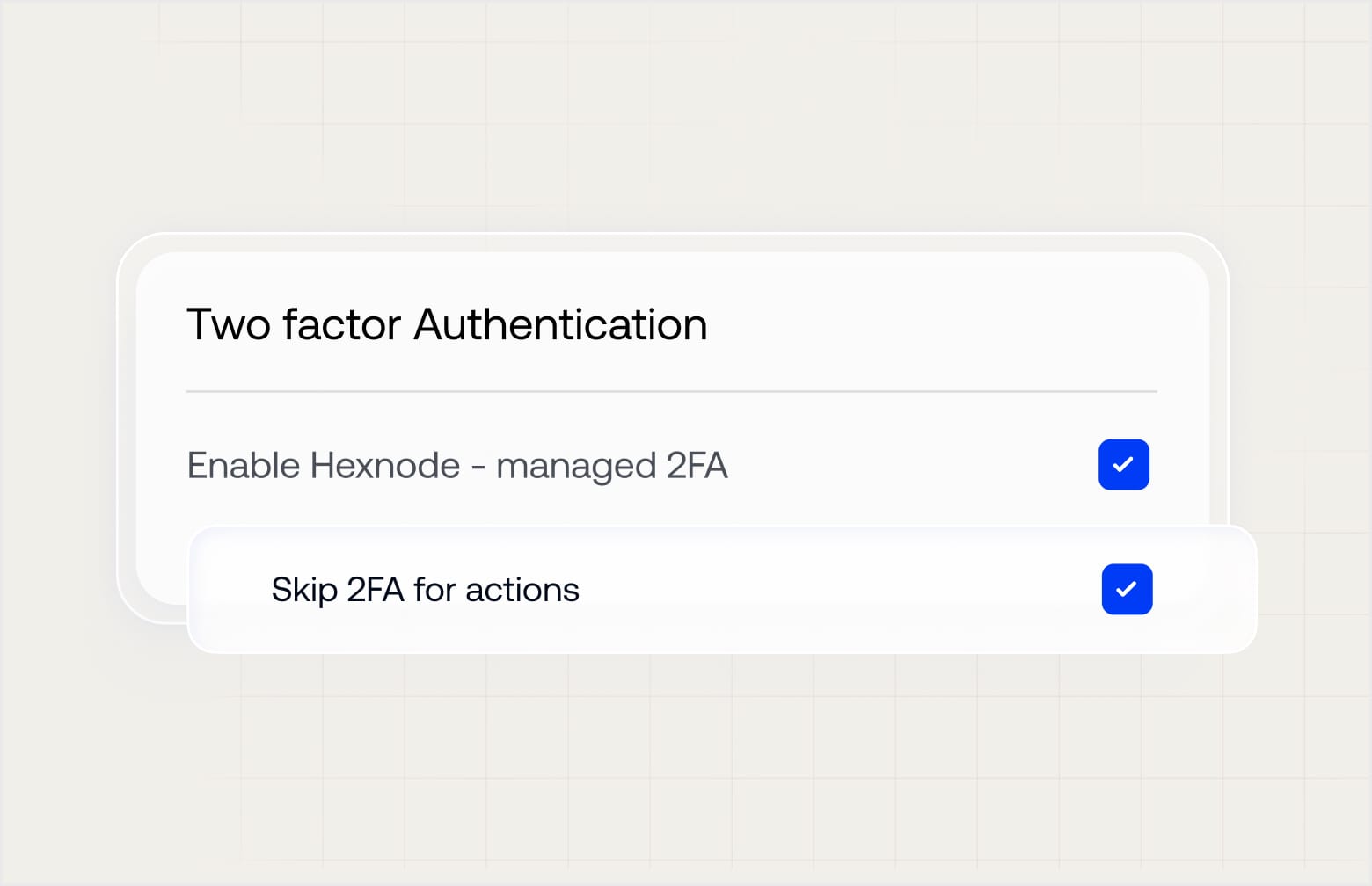 Configuration panel for granular two-factor authentication exclusions to streamline specific technician logins securely.