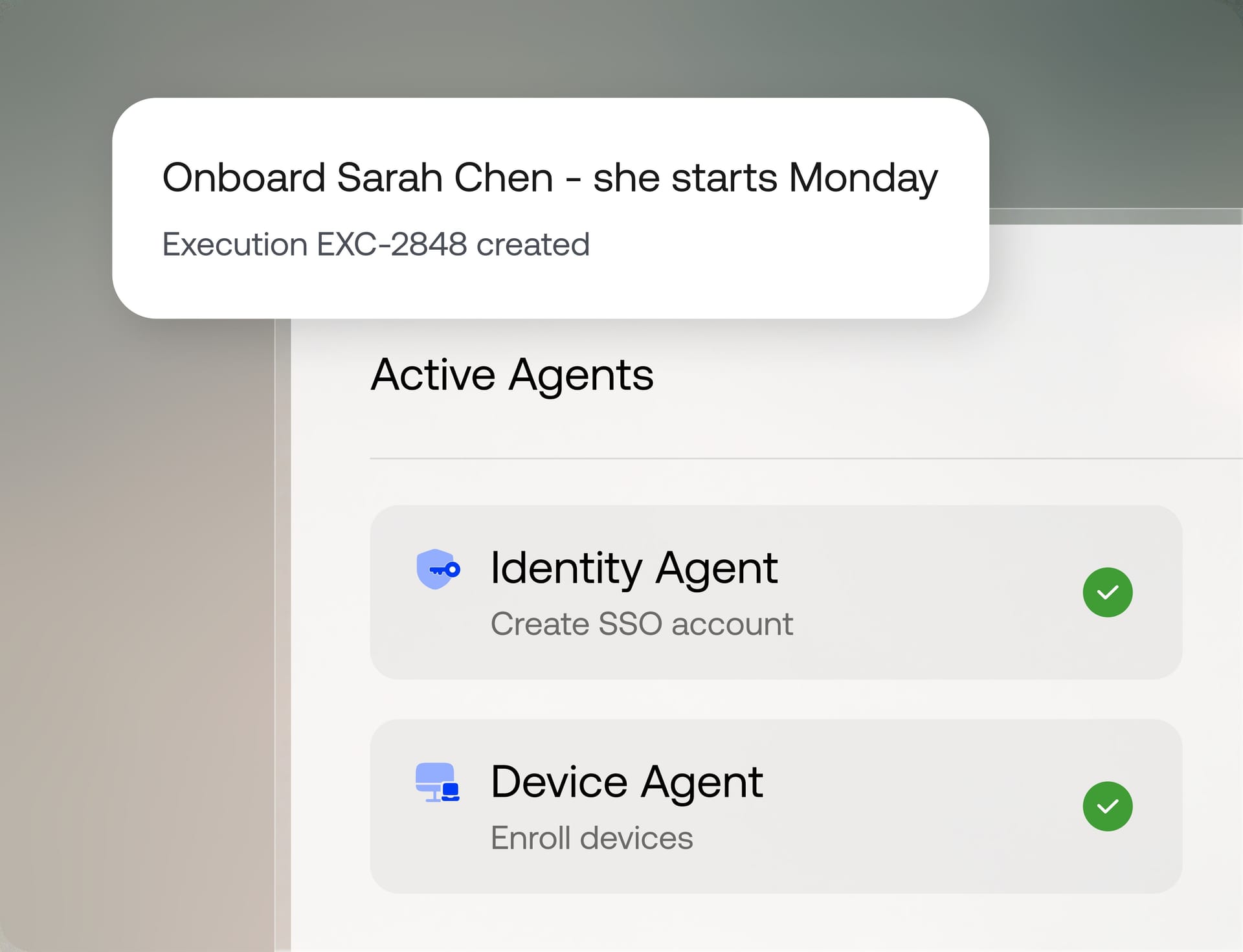 Hexnode Synapse coordinating multiple specialized agents to complete a multi-step IT request.
