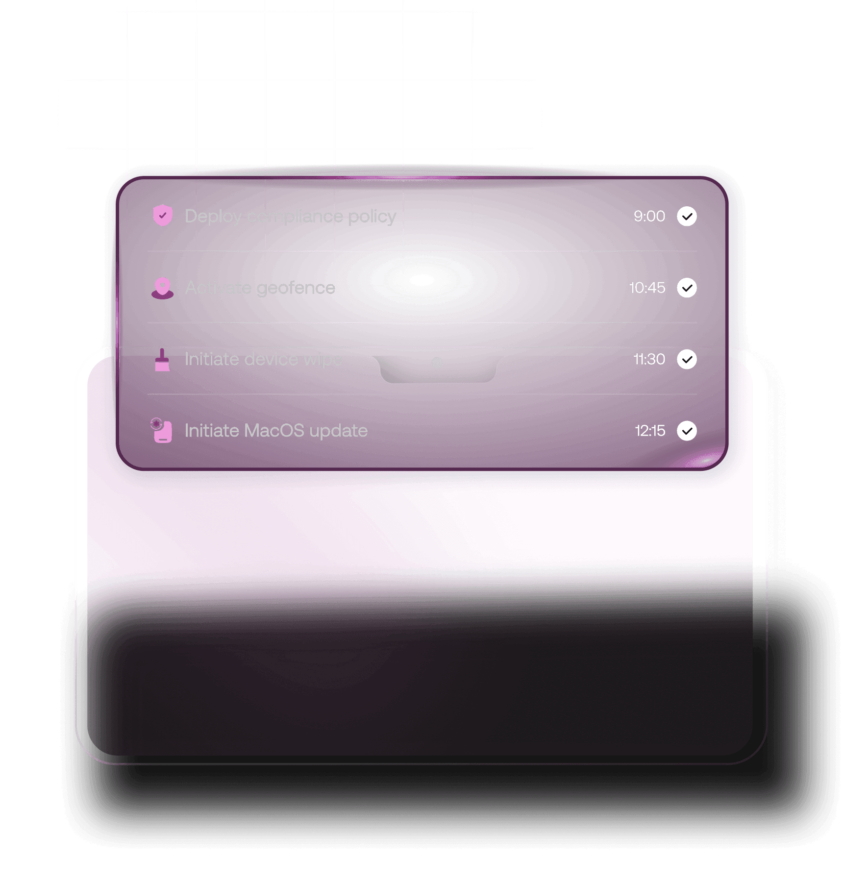Control panel highlighting custom automations and streamlined operational workflows for device compliance.