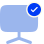 An icon representing compliance with a computer monitor and a checkmark