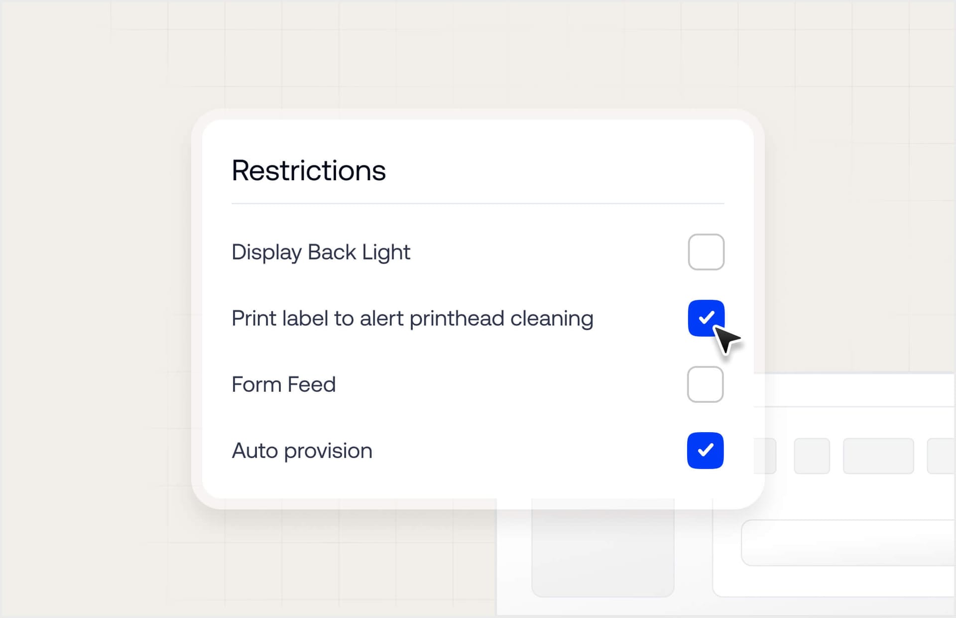 A UI panel illustrating remote device control settings to manage physical device inputs.