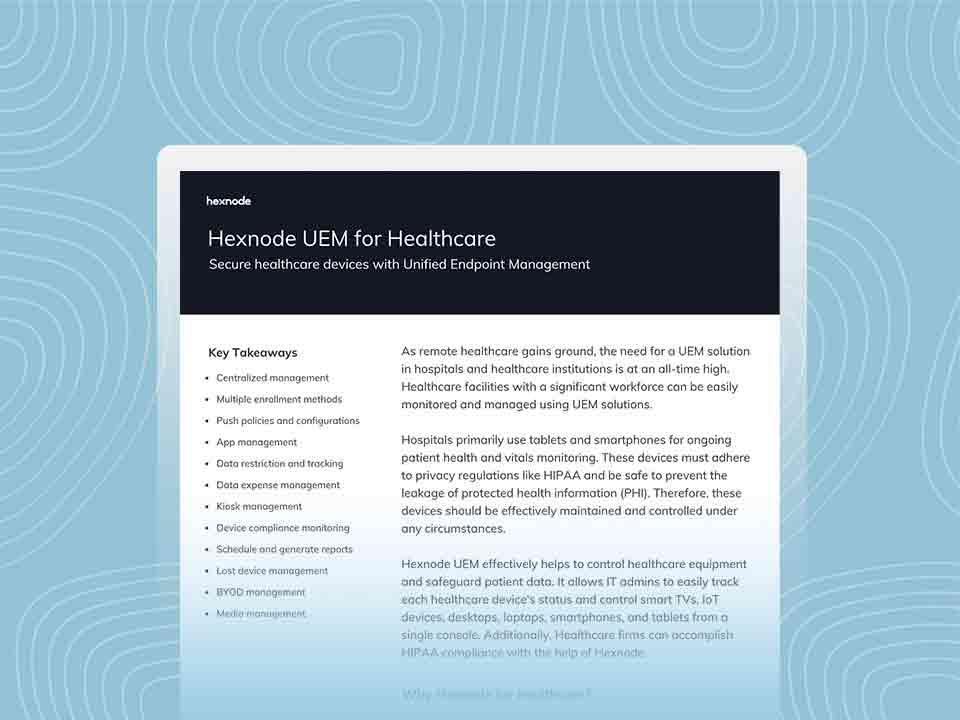 datasheet of hexnode uem for healthcare