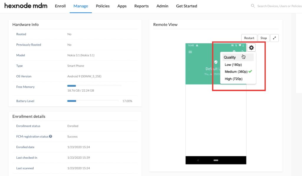 Remote view quality