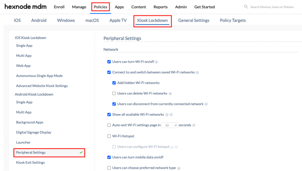 Enabling network settings