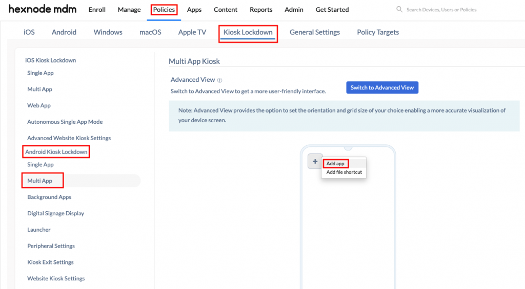 Adding an app to Multi-App kiosk