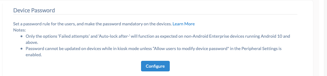 Password note Hexnode