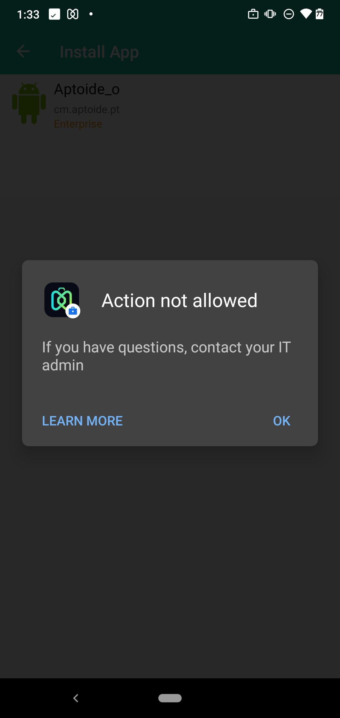 Action not allowed