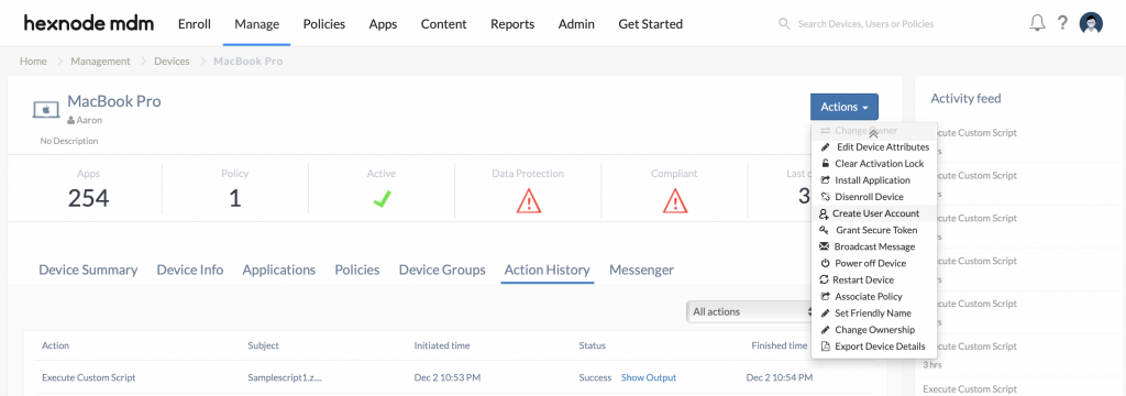 Create user accounts to add new user accounts on devices remotely 