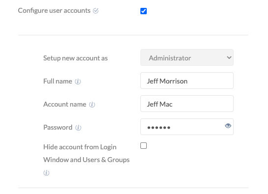 add administrator account from DEP Configuration profile