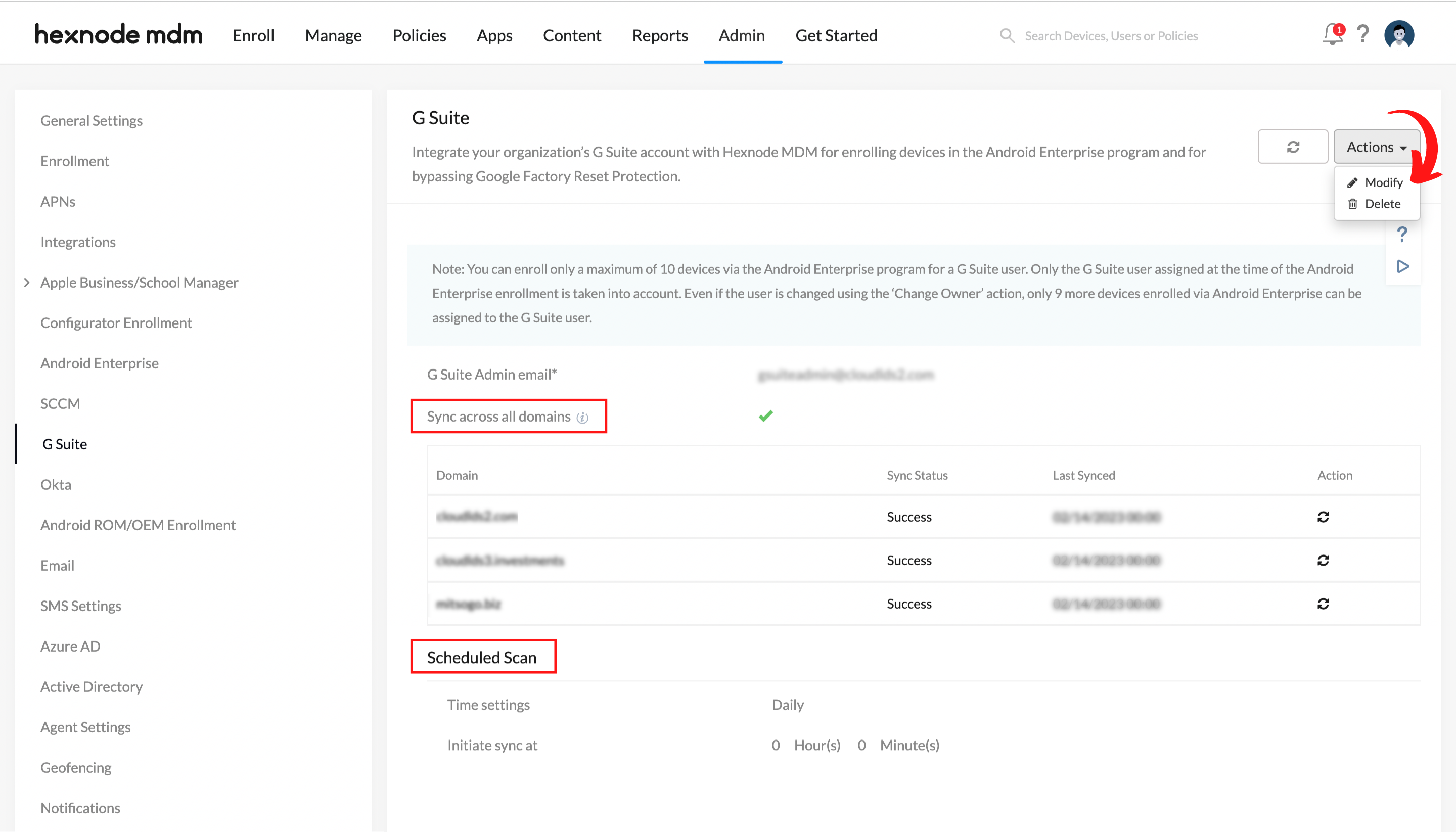 Syncing Hexnode with Google workspace