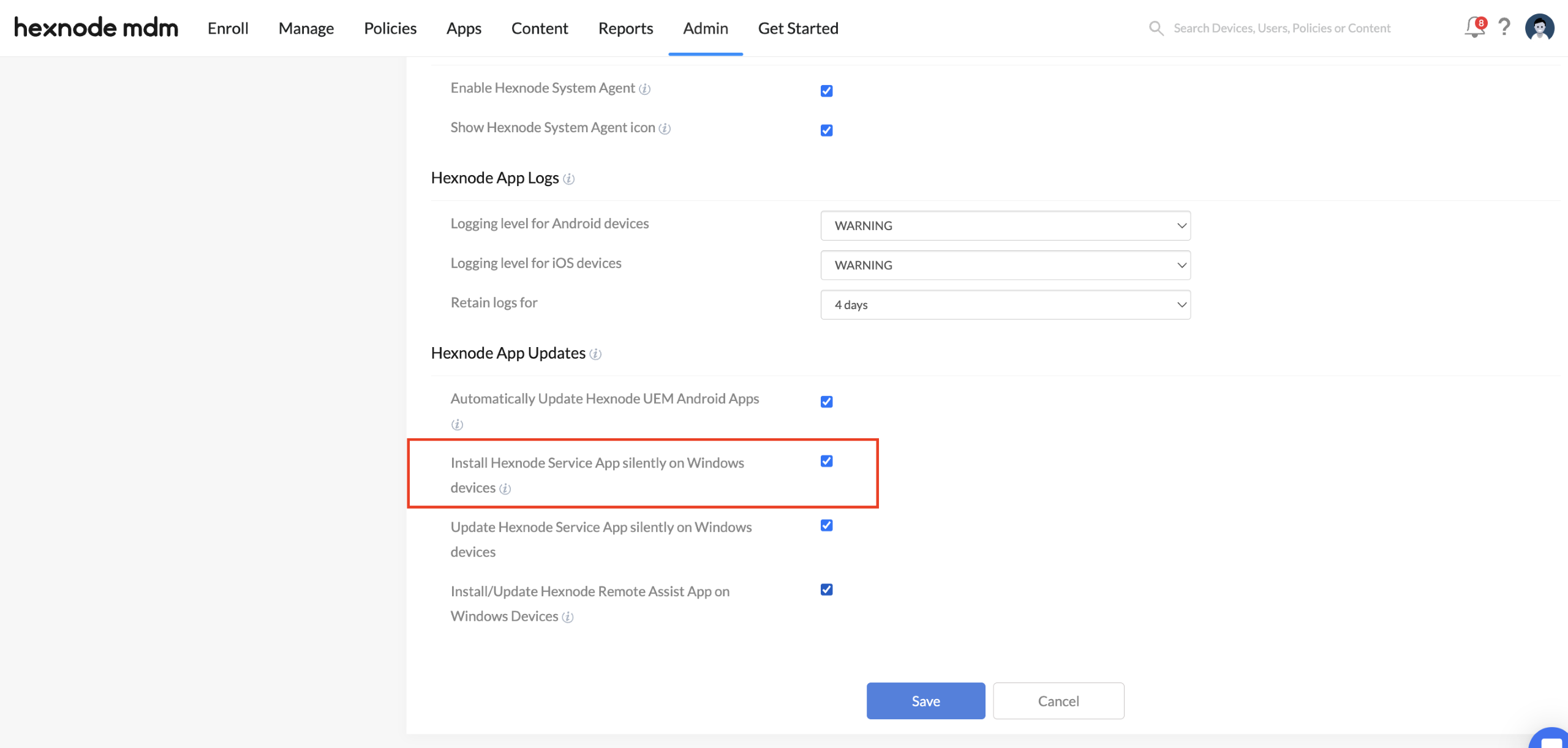 Extending Windows Hexnode agent app services to more enrollment methods ...