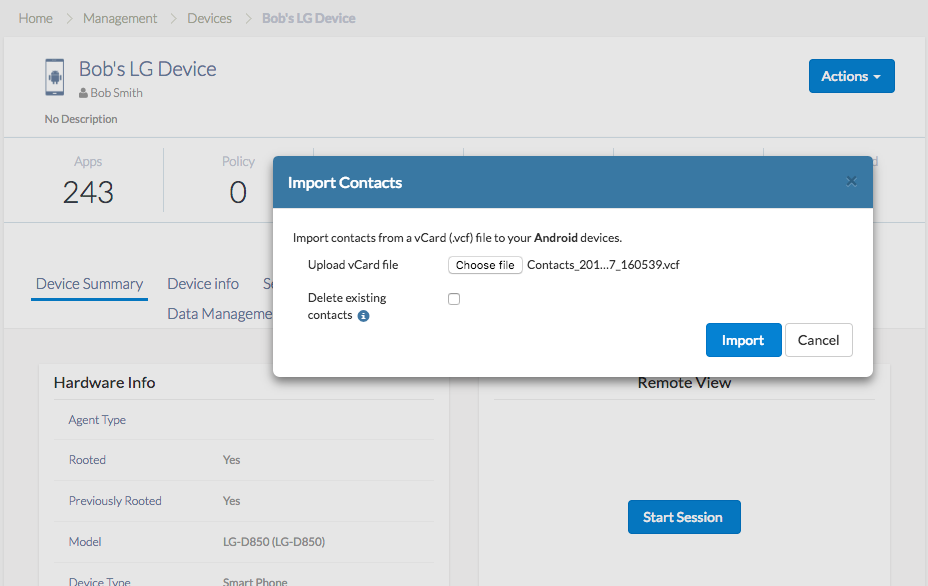 Import contacts to devices 1