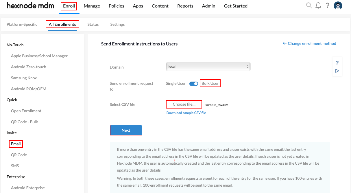 Assigning Ownership on Bulk enrollment