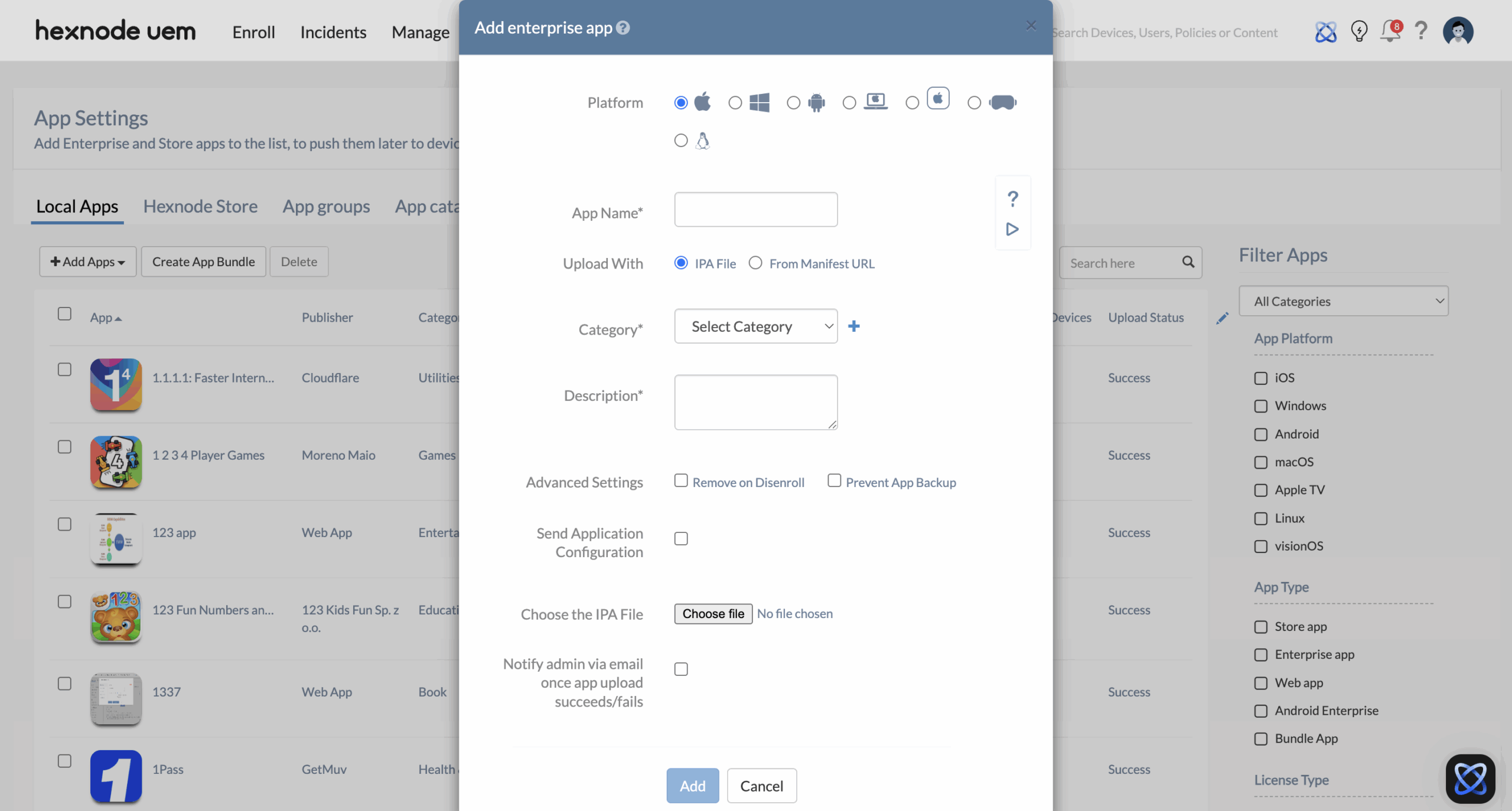 Distribute iOS Enterprise Apps via Hexnode UEM - Hexnode Help Center