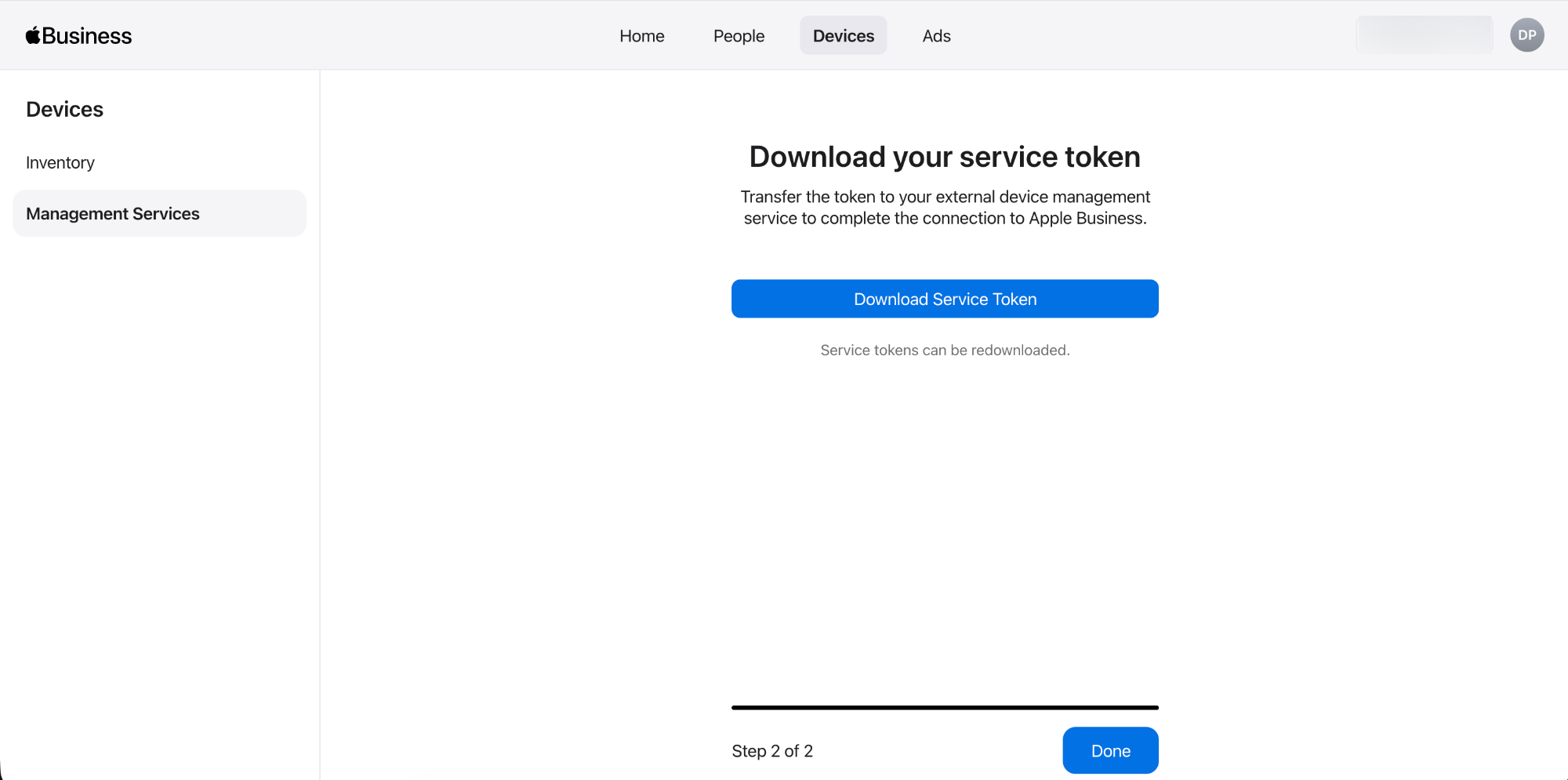 Configure Apple Business by downloading server token