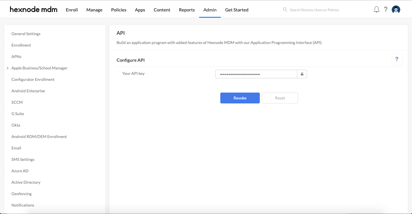 Obtaining the API key